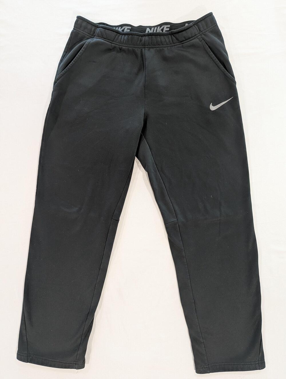 Nike Track Pants Boys L Black Dri-FIT Fleece Elastic Waist Pockets Athletic